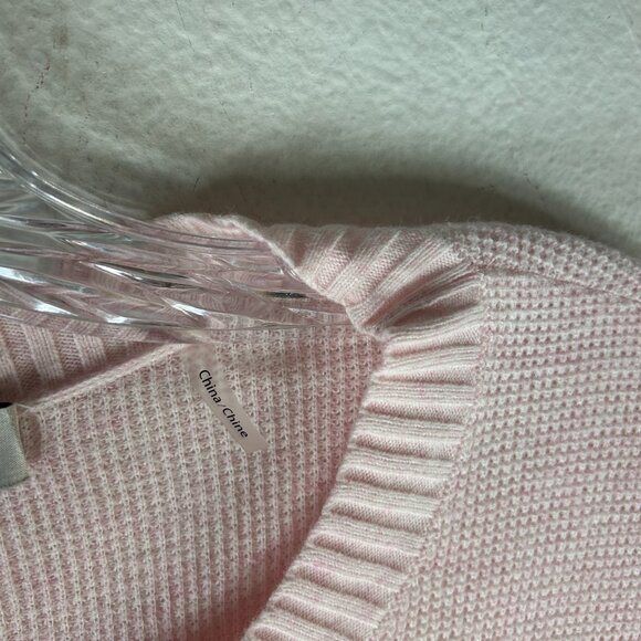 Kinross Sweater Womens medium pink grey Cashmere Crewneck Pullover comfy casual - Picture 3 of 11